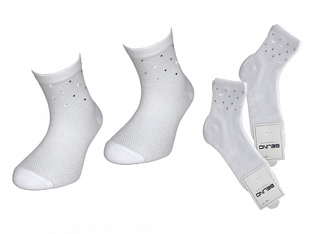 Белые носки со стразами для девочки  BELINO