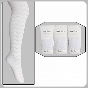 Колготки жаккардовые белые для девочки  BELINO